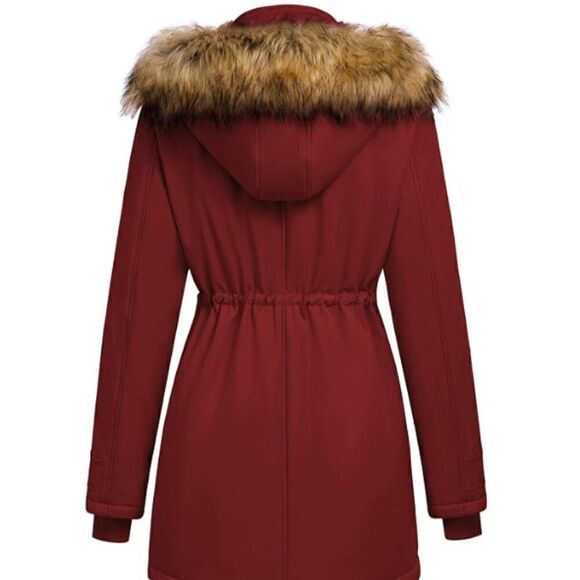 Beyove Thicken Warm wine red hooded parka size XXL NWT - Picture 4 of 5
